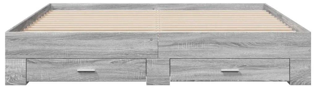 Estrutura de cama c/ gavetas derivados madeira cinza sonoma