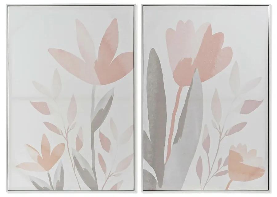 Pintura DKD Home Decor poliestireno Bloemen Tela (2 pcs) (62.2 x 3.5 x 92 cm)