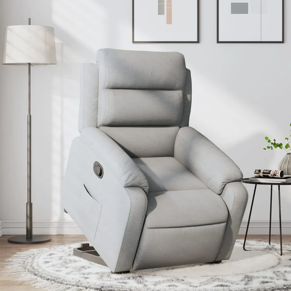 vidaXL Poltrona reclinável elevatória tecido cinzento-claro