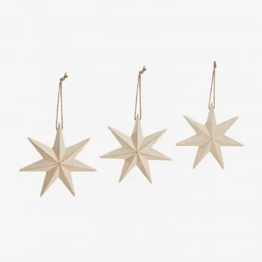 Conjunto De 3 Enfeites De Natal Em Mdf Perg Crema & 15 X 15 Cm - Sklum