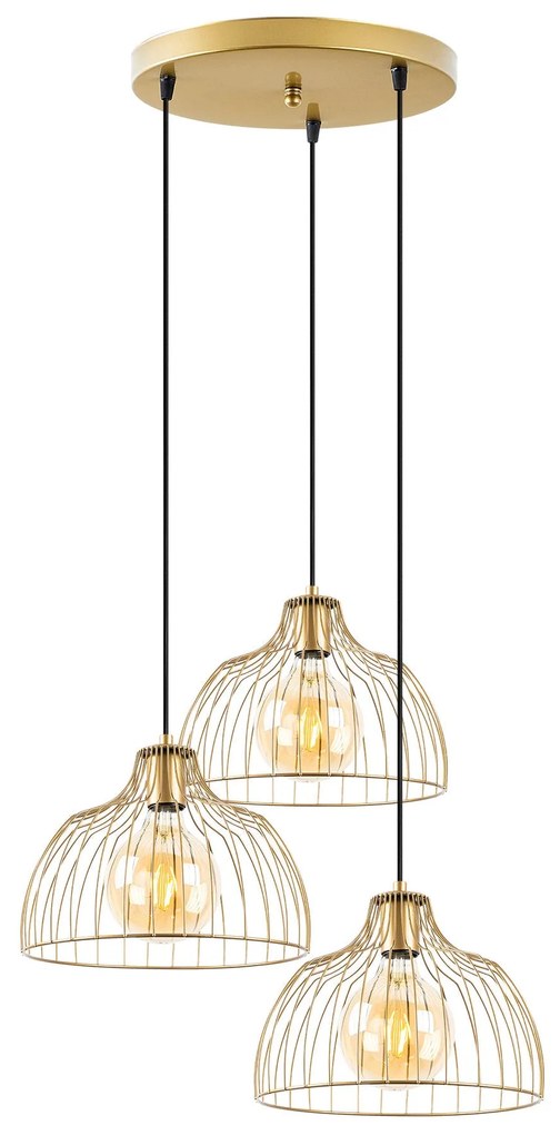 Candeeiro Chandelier Kozan – Dourado Brilhante – 56 x 56 x 126 cm