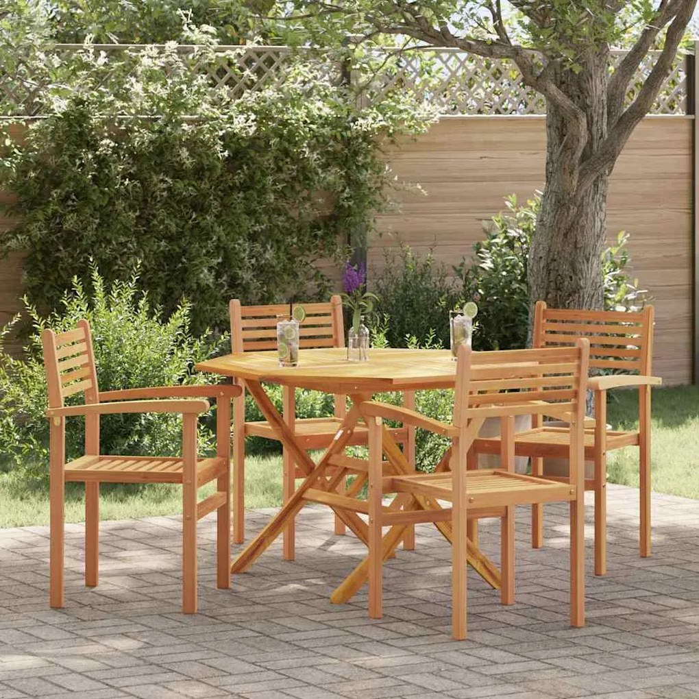 vidaXL Cadeiras empilháveis para jardim 4 pcs Castanho