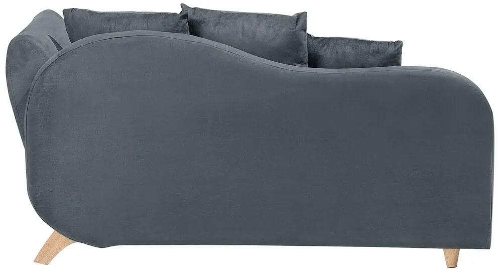 Chaise-longue à direita de 2 lugares com arrumação em veludo cinzento escuro MERI Beliani