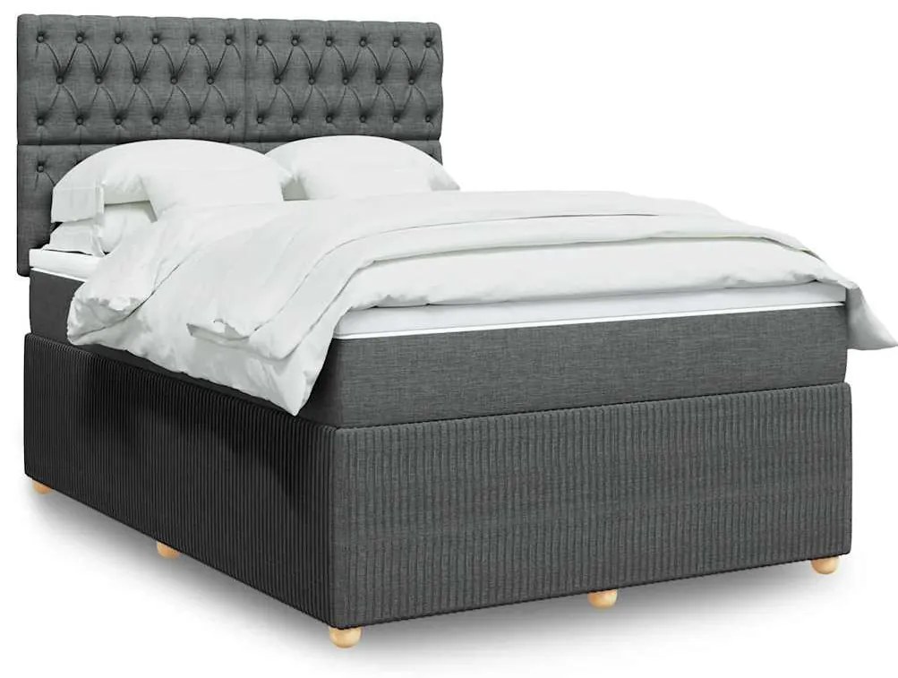 Cama com molas/colchão 140x200 cm tecido cinzento-escuro