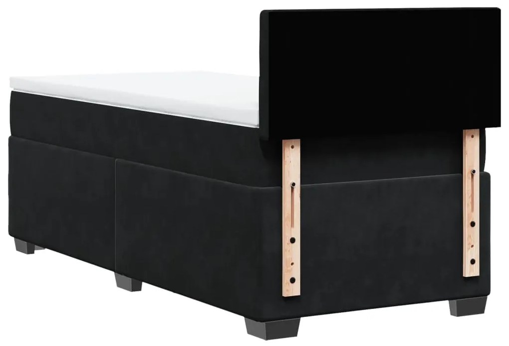 Cama com Molas/Colchão e Luzes Led - 80x200 cm - Veludo Preto
