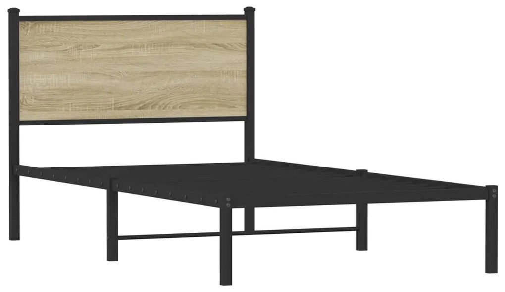 Estrutura de cama sem colchão 100x200 cm metal carvalho sonoma