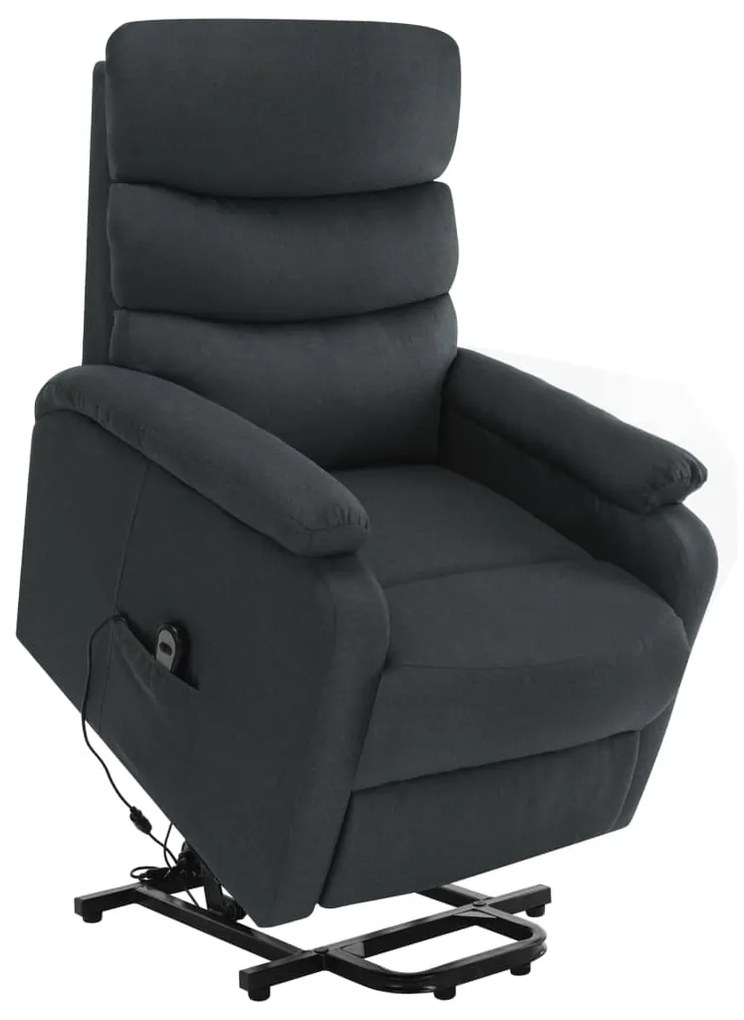 vidaXL Poltrona de massagens elevatória tecido cinzento-escuro