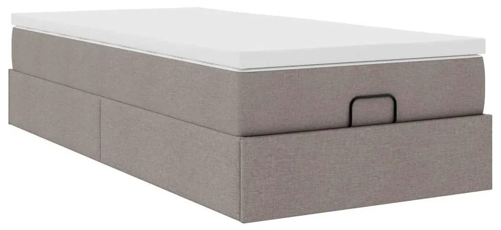 Estrutura de cama otomana com colchão tecido cinzento 100x200cm