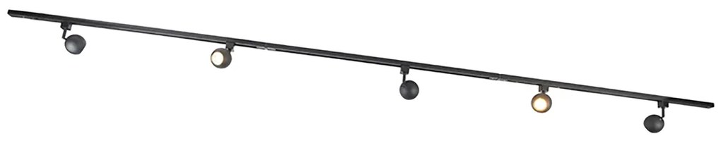 LED Sistema de trilhos inteligente monofásico c/ 5 GU10 Wi-Fi pretos - Gissi Moderno