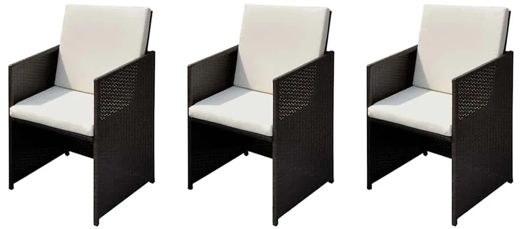 vidaXL Cadeiras de jardim 3 pcs Castanho 56 x 52 x 87 cm