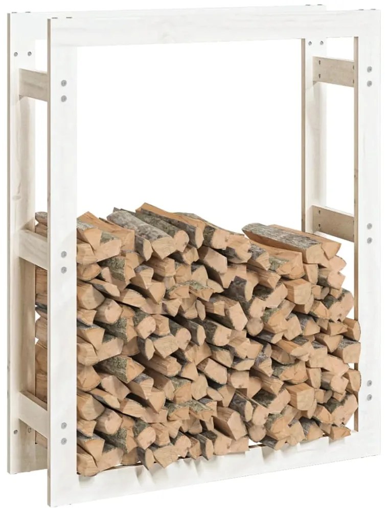 Suporte para lenha 80x25x100 cm pinho maciço branco