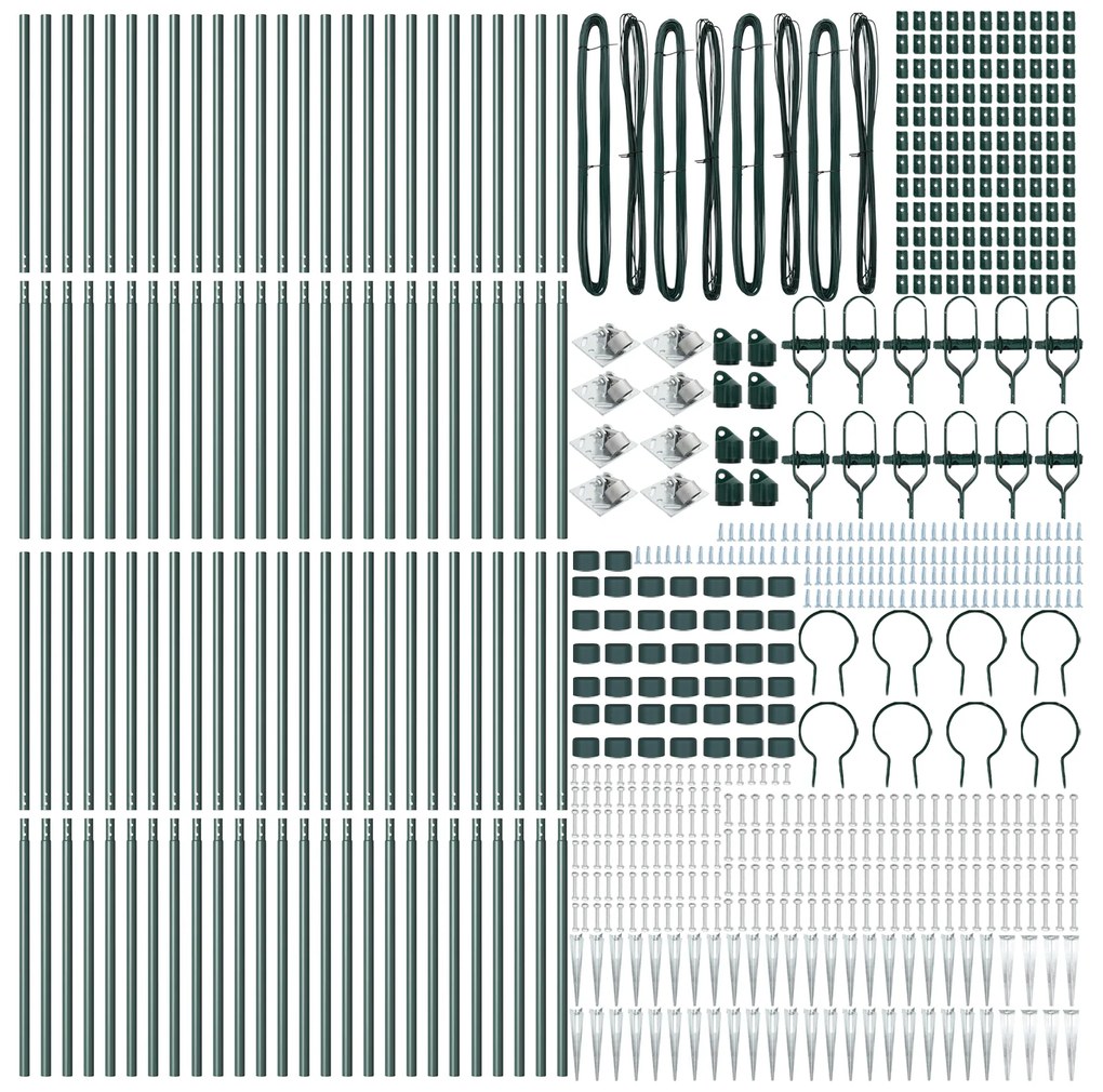 Posts de Cerca vidaXL com Ponta 52 pcs Ø32 mm 180 cm Aço Galvanizado