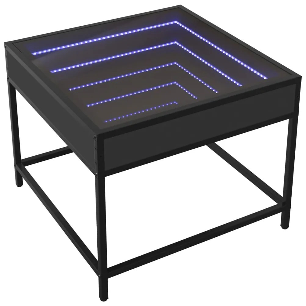 Mesa de centro c/ luzes LED Infinity 50x50x41 cm preto