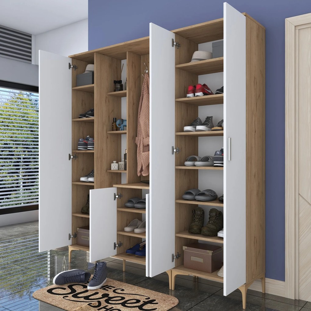 Hall Stand EA131 – Nogueira Branco – 180x198,6x37,5 cm