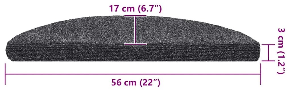 Tapetes de escada adesivos 20 pcs 56x17x3 cm cinzento-escuro