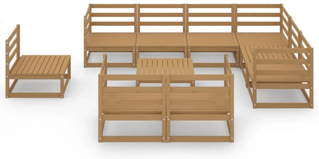 10 pcs conjunto lounge de jardim pinho sólido castanho mel
