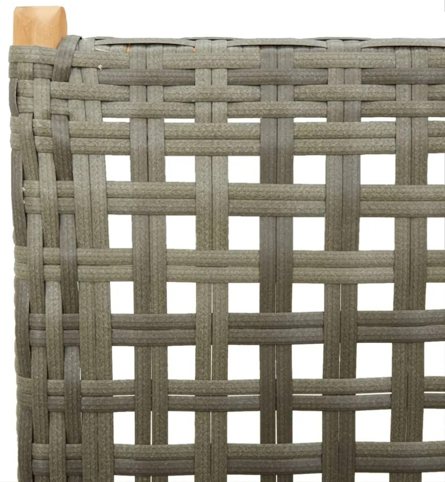 Cadeiras jardim reclináveis 4 pcs vime PE/madeira maciça cinza