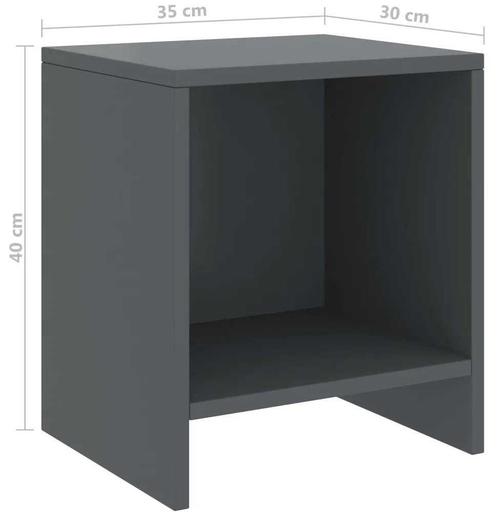 Mesas de cabeceira 2pcs 35x30x40cm pinho maciço cinzento-escuro
