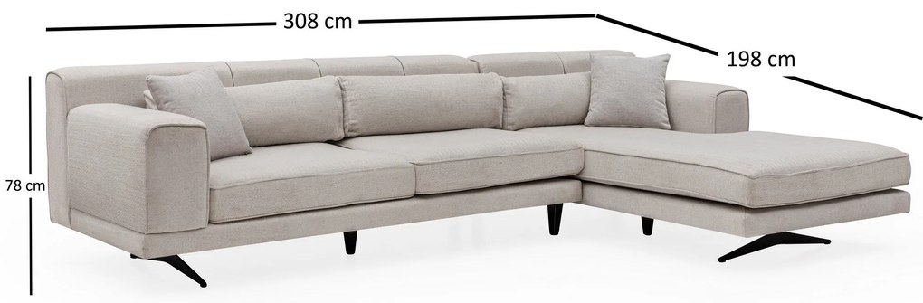 Sofá de Canto Jivago – Bege – 308 x 198 cm