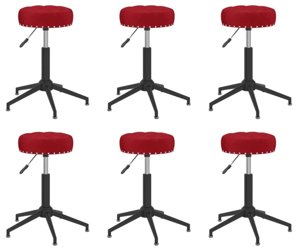 vidaXL Cadeiras de jantar giratórias 6 pcs veludo vermelho tinto