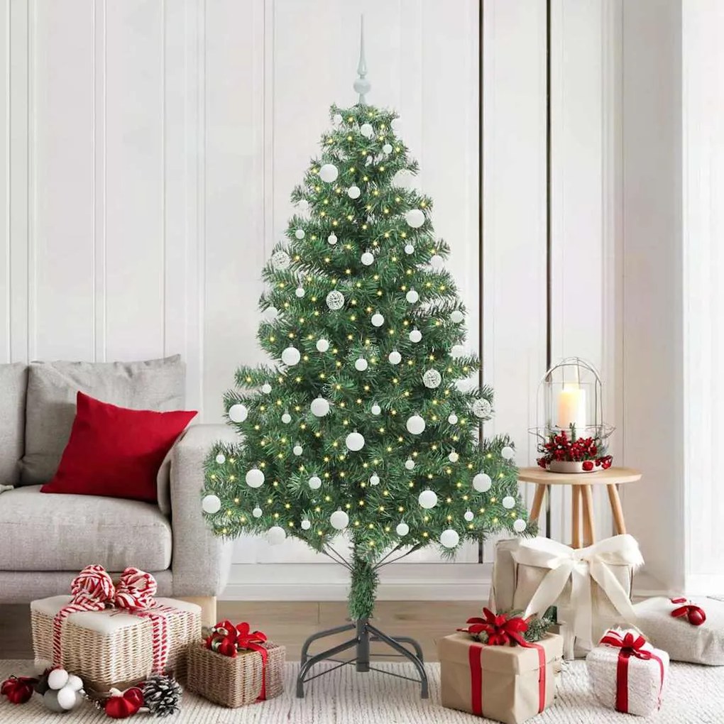 vidaXL Árvore de Natal com 300 LEDs com suporte Verde 180 cm PVC