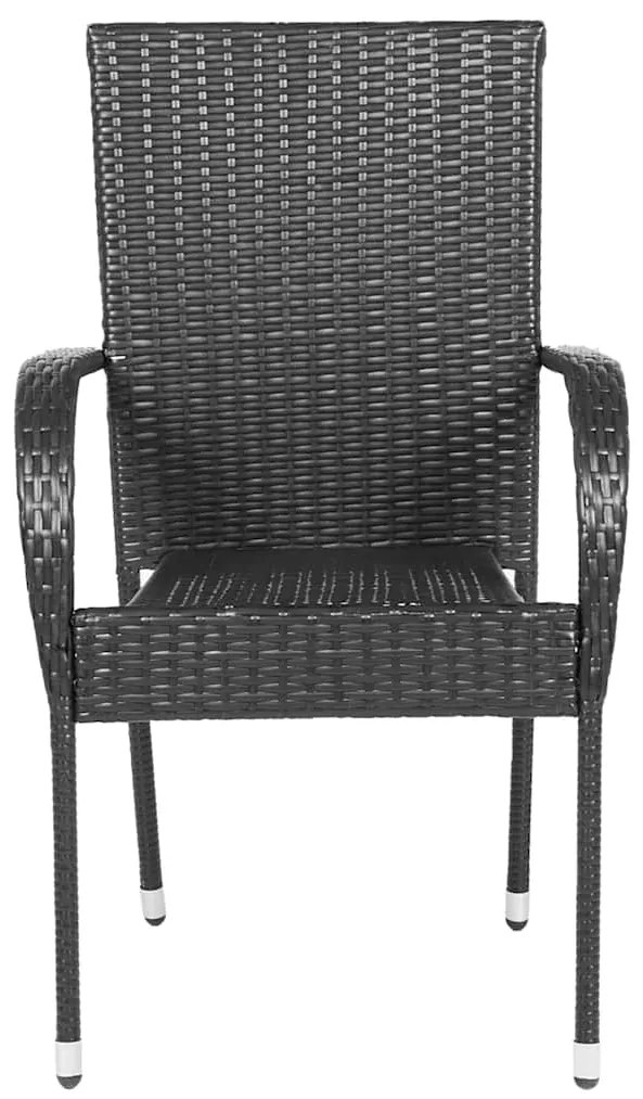Cadeiras de exterior empilháveis 4 pcs vime PE preto