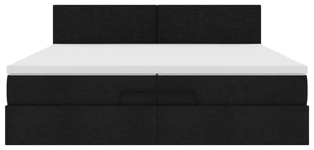Estrutura de cama otomana com colchão 200x200 cm tecido preto