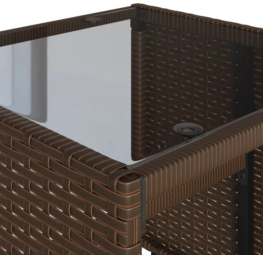 4 pcs conjunto sofás de jardim c/ almofadões vime PE castanho