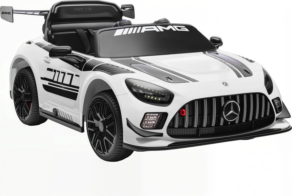 AIYAPLAY Carro Elétrico para Crianças Mercedes-AMG GT3 Evo12V com Controlo Remoto 2,4G e Motor Duplo 115x66x44 cm Branco | Aosom Portugal