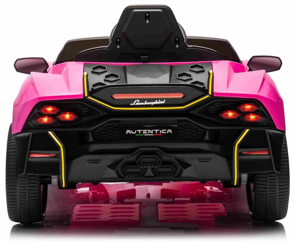 Carro elétrico para Crianças 12V 4x4 Lamborghini Invencible, Rodas Espuma EVA, Assento couro ecológico Rosa
