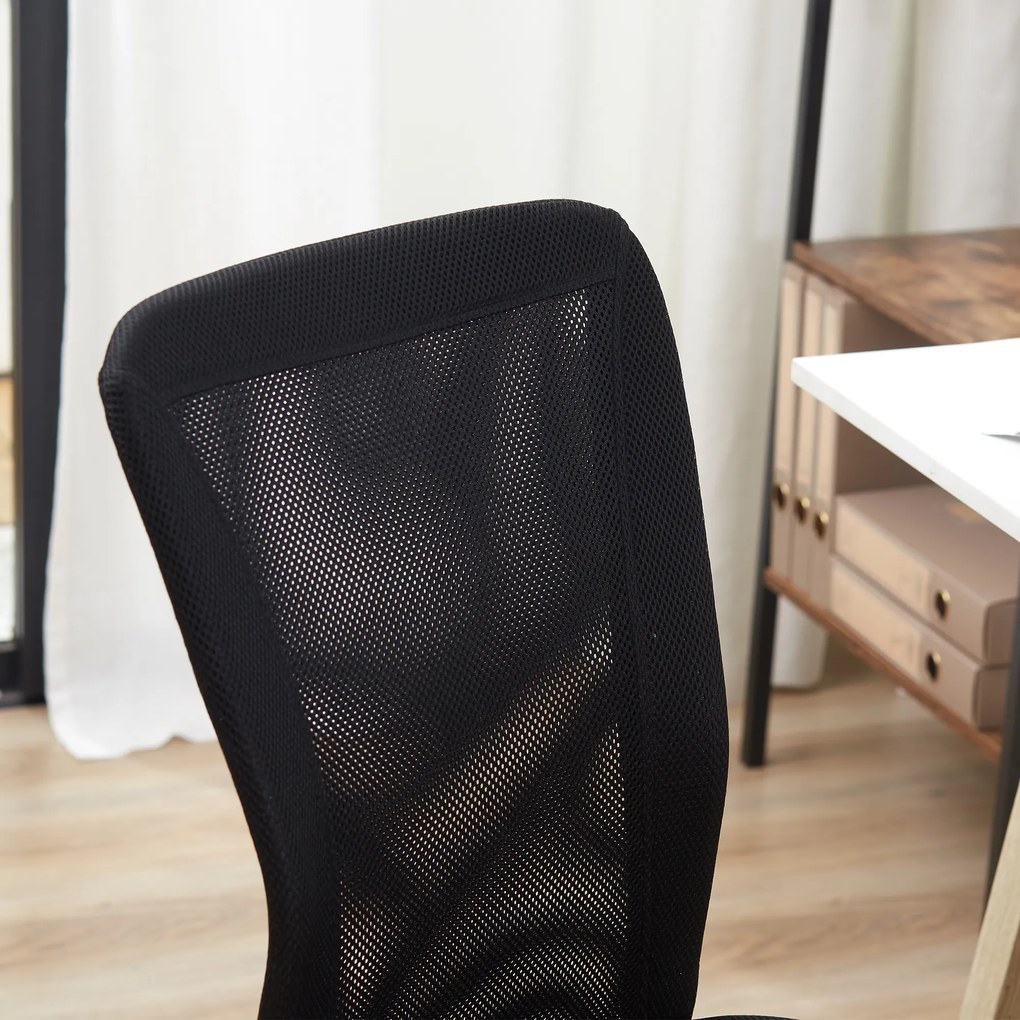 Cadeira de Escritório de Malha Giratória sem Apoio para os Braços com Altura Ajustável Carga 43x58x90-100 cm Preto
