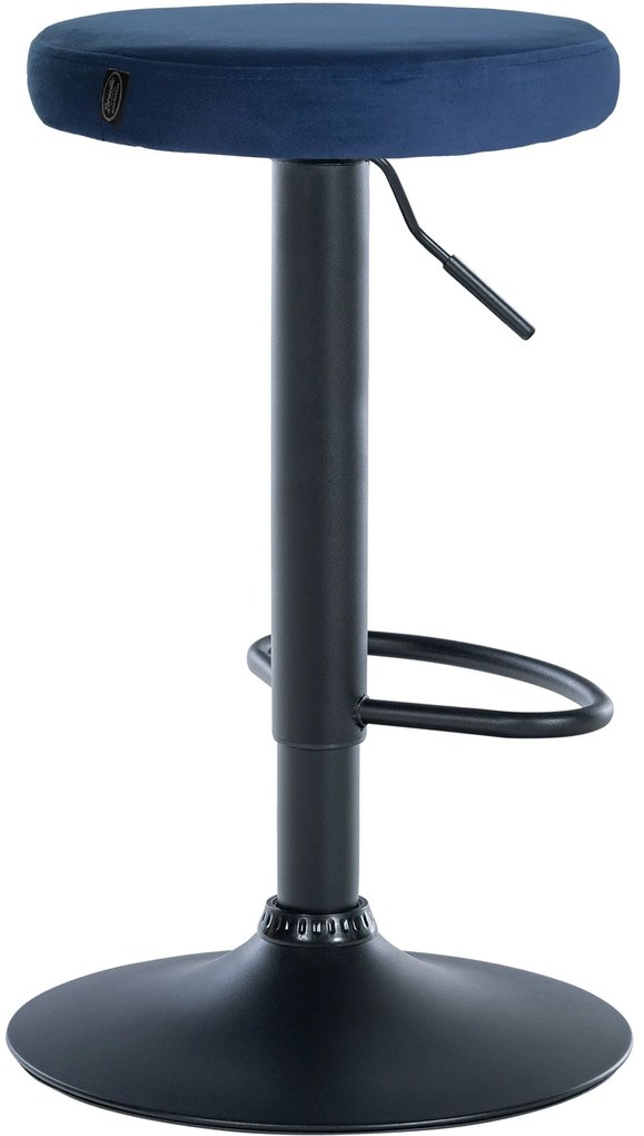 Banco de bar Ponte em veludo e com estrutura preta 38,5 x 60-81 x 38,5 cm Azul