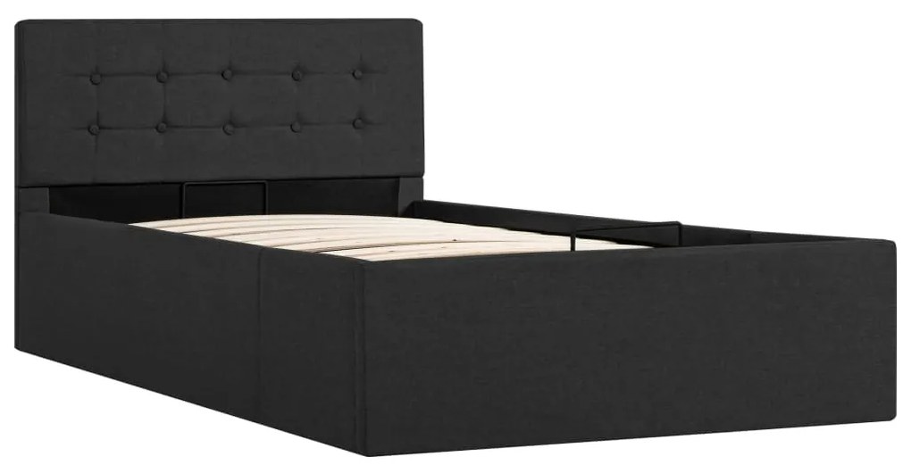 Cama hidráulica c/ arrumação 100x200cm tecido cinza-escuro