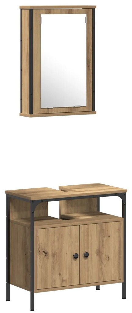 Conjunto de Móveis para Casa de Banho de 4 Peças de Carvalho Artesanal
