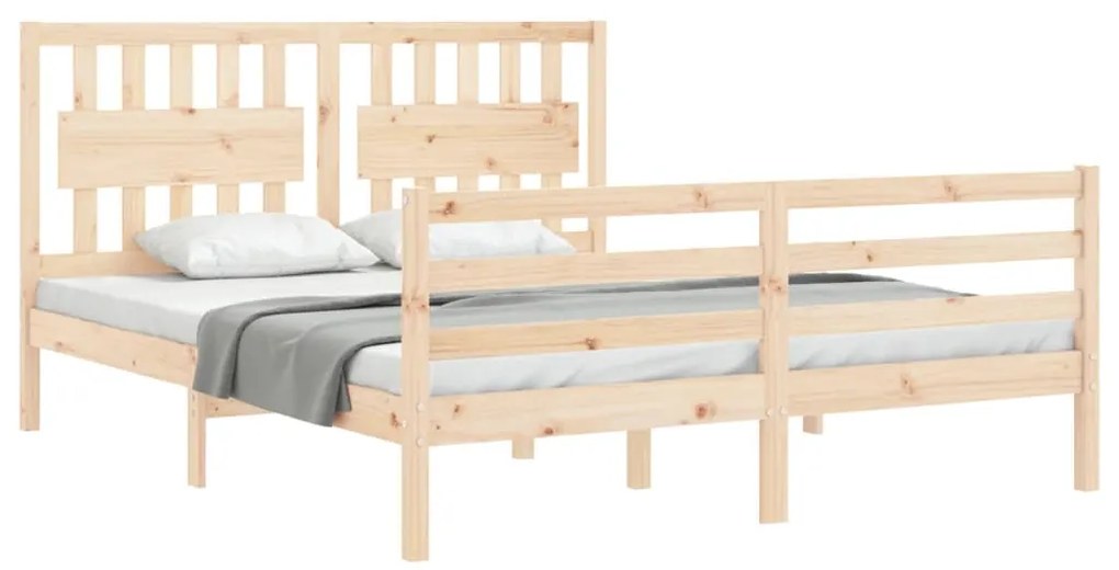 Estrutura de cama com cabeceira 160x200 cm madeira maciça