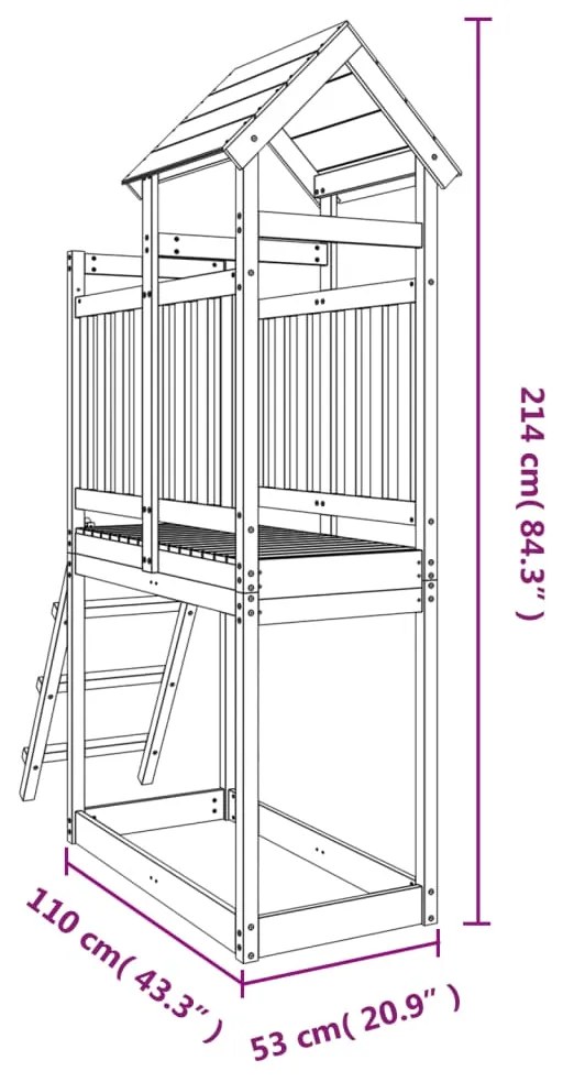 Conjunto de brincar p/ exterior 53x110x214 cm pinho impregnado