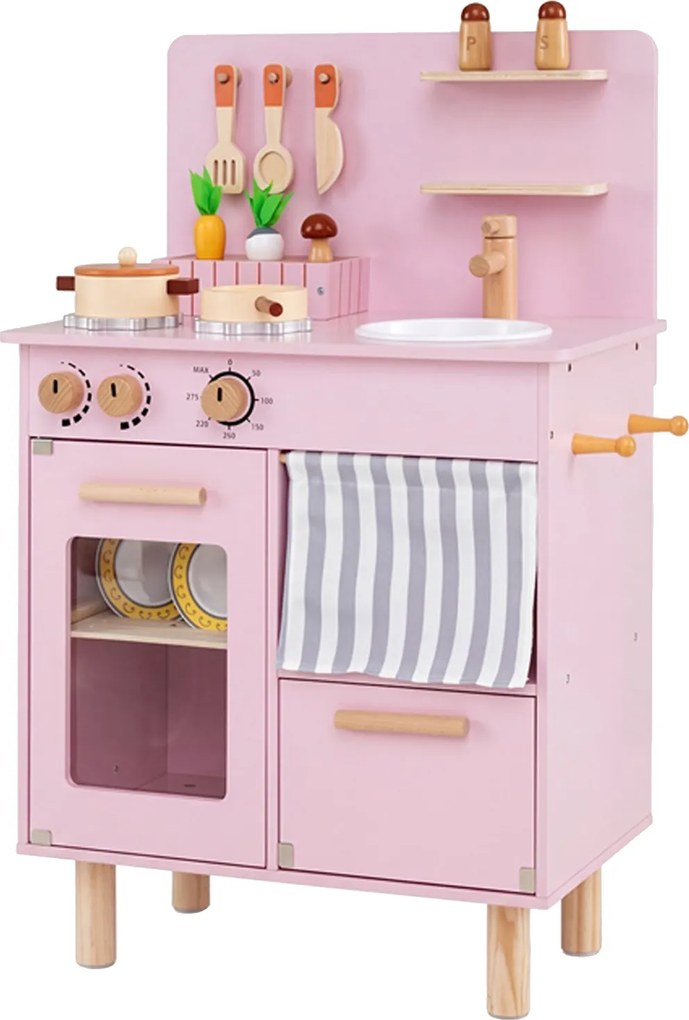 Cozinha de Brincar, 54 x 30,5 x 80,5 cm, com Acessórios Completos, Rosa