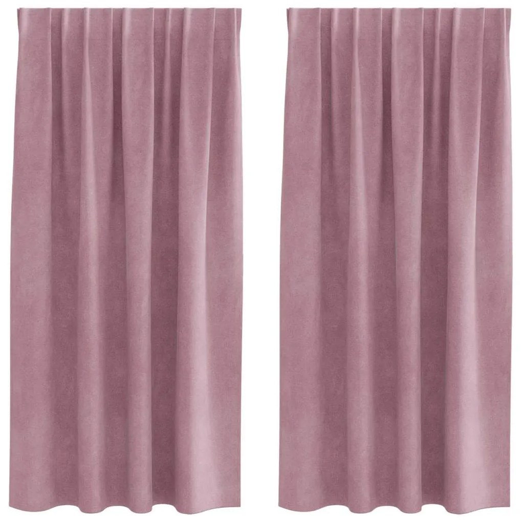 Cortinas Blackout vidaXL com fita superior 2 pcs Veludo Rosa Escuro
