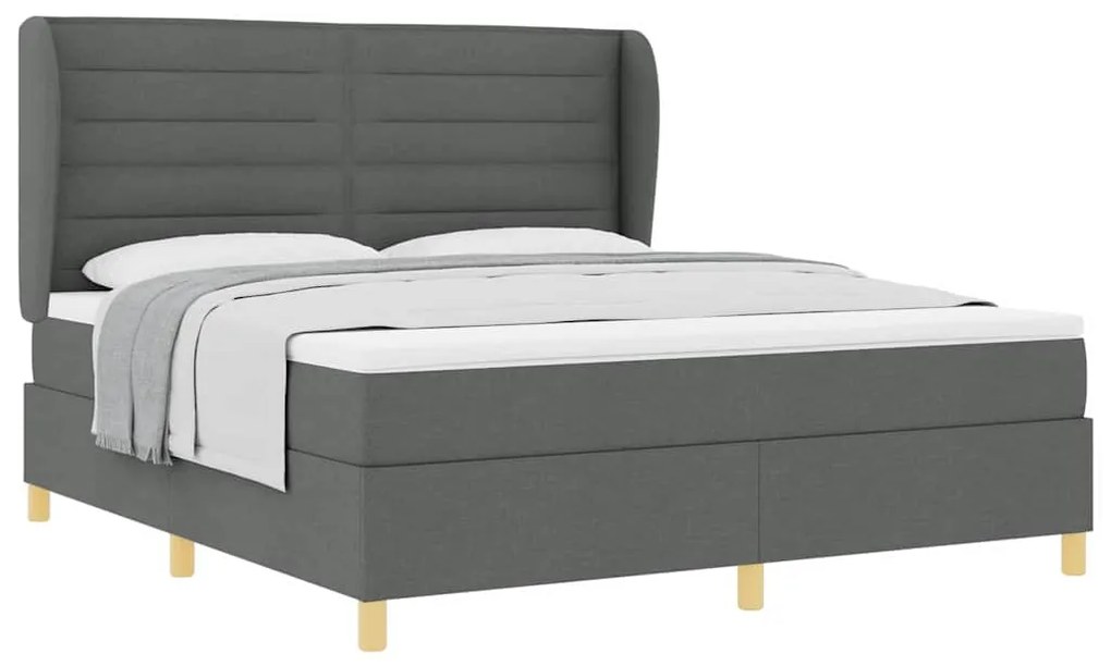Cama Box Spring com Colchão em Cinza Escuro, 180x200 cm Tecido
