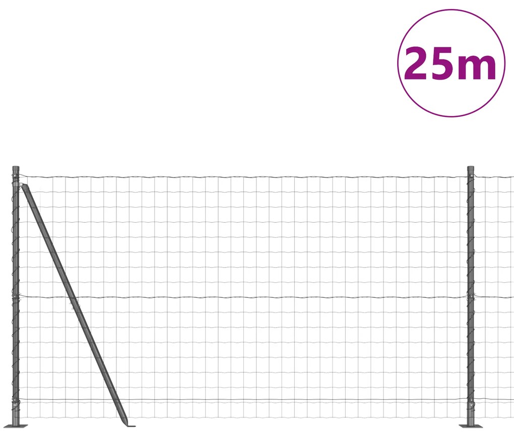 Cerca Euro Conjunto de 2 Cinza Aço 25 x 1,2 m Durável