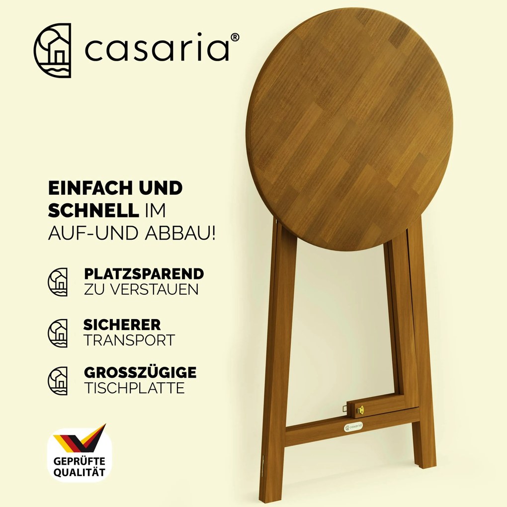 Mesa de bar Jardim em madeira de acácia Ø80cm, 110 cm altura dobrável Castanha