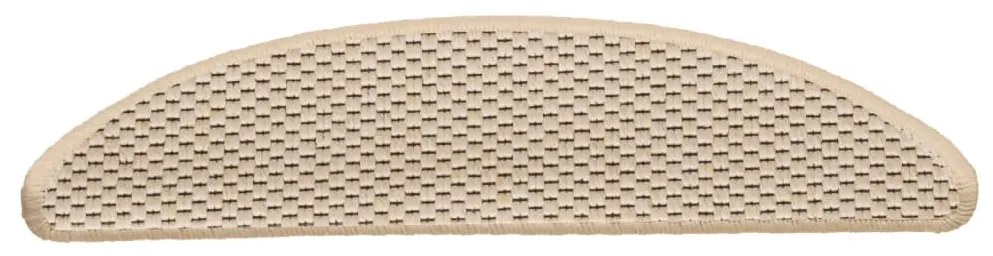 Tapetes escada adesivos aspeto sisal 15 pcs 56x17x3cm cor creme