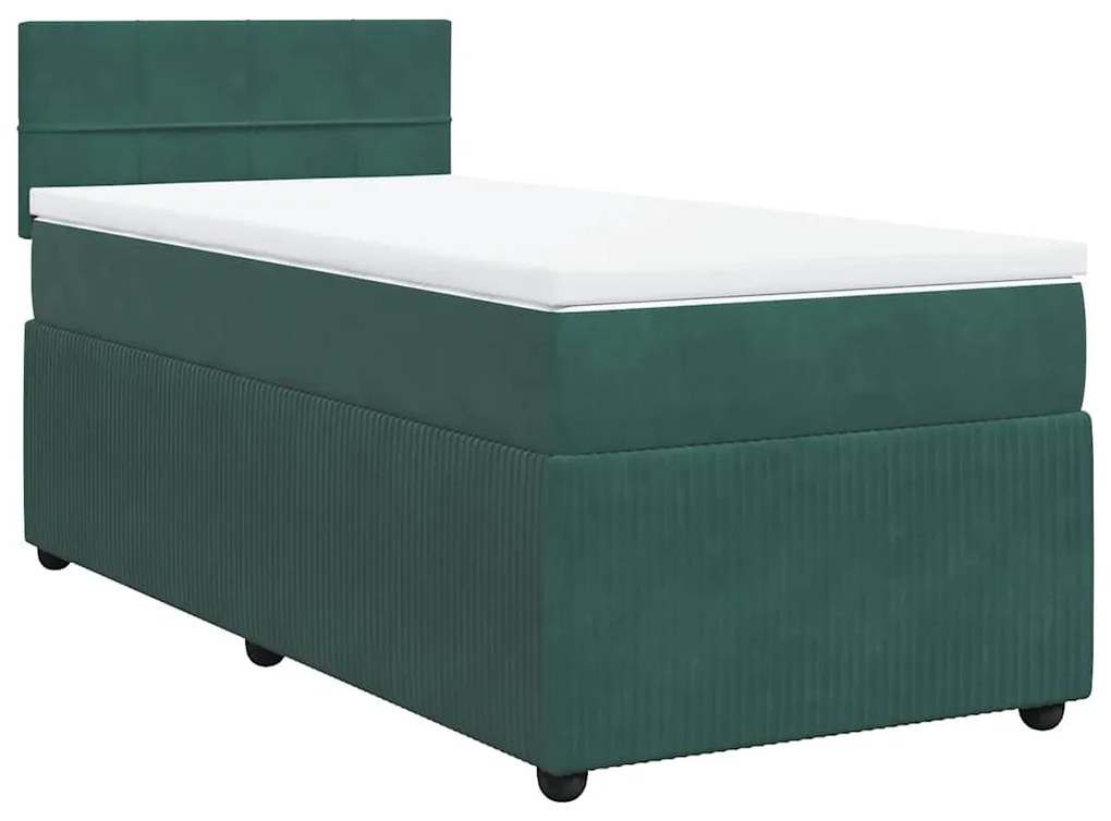 Cama com molas/colchão 80x200 cm veludo verde-escuro