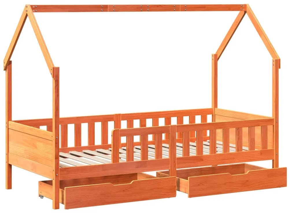 Estrutura de cama infantil c/ gavetas 90x200 cm pinho maciço