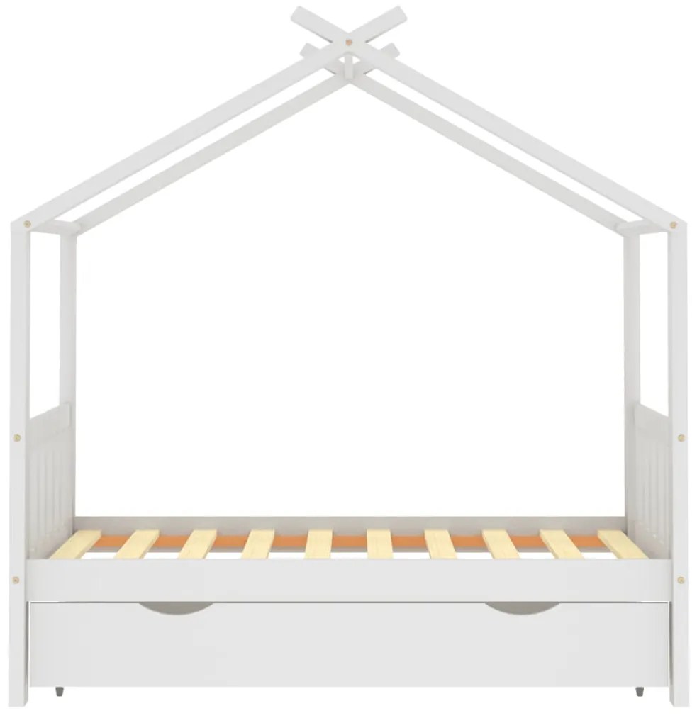 Cama para crianças c/ gaveta 80x160 cm pinho maciço branco