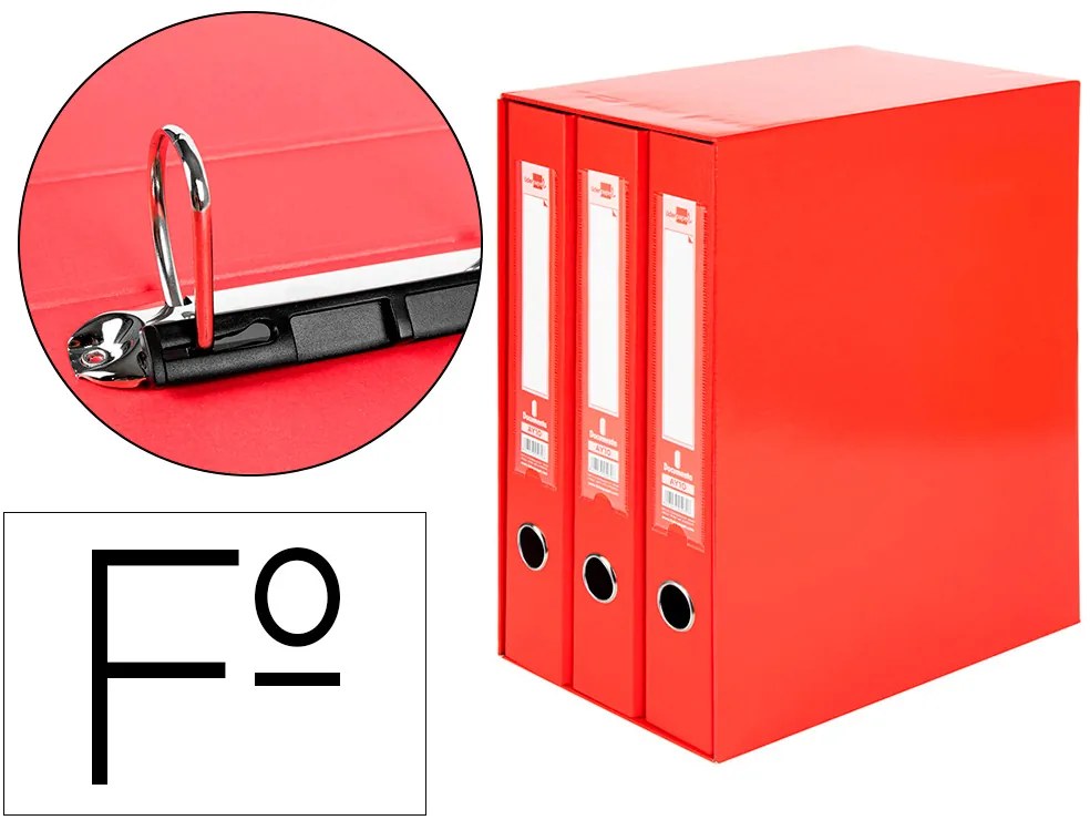 Pastas de Arquivo 2 Argolas Folio Lombada 60 mm Vermelho Modulo de 3
