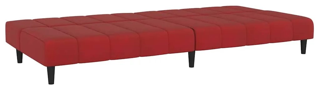 Sofá-cama de 2 lugares veludo vermelho tinto