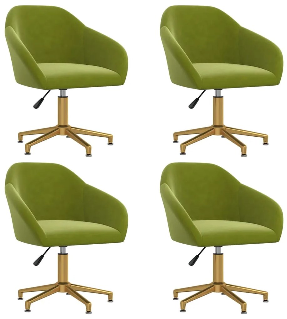 vidaXL Cadeiras de jantar giratórias 4 pcs veludo verde-claro