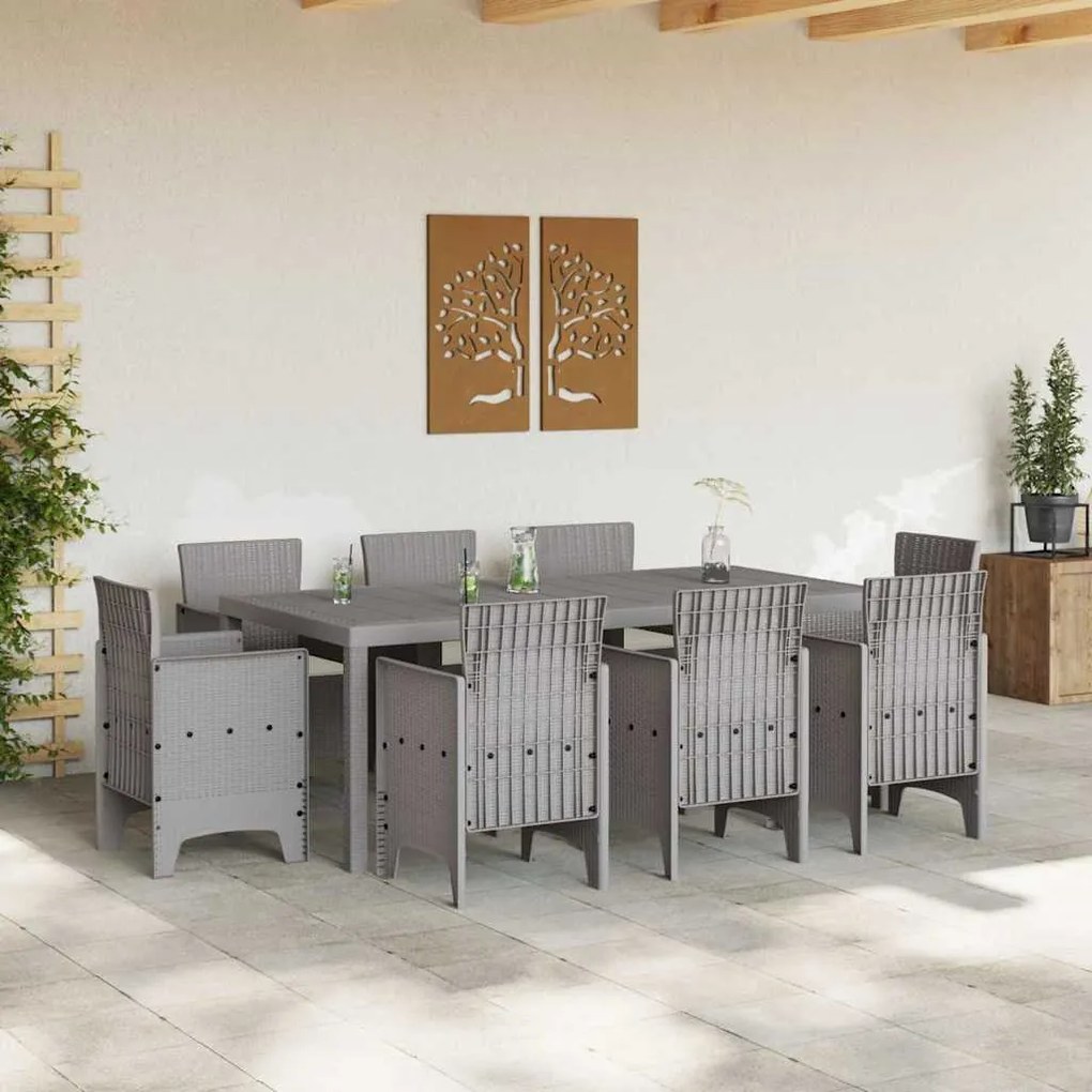 Conjunto de Jantar para Jardim 9 pcs Cinzento-claro