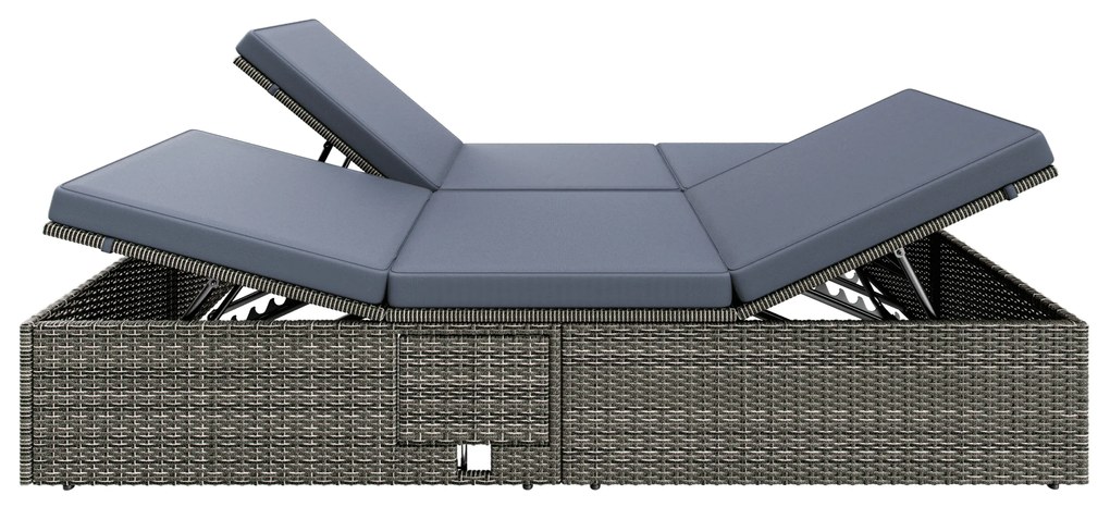 Espreguiçadeira de jardim em polyrattan 200 x 115 x 33 cm Cinza/Antracite